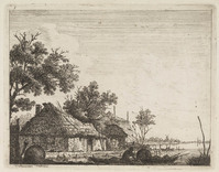 TvB G 2669
<br/>
Landschap met boerderij en hooiberg (no. 1 uit een serie van 12 nederlandse dorps- & rivier gezichten)
<br/>
<em>Schwegman, Hendrik (1761-1816)</em>